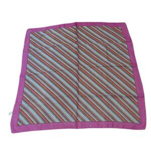 Morsly New York Vintage Pink Blue white brown Striped Square Italian Scarf 26"